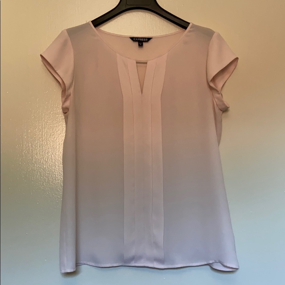 Express Soft Pink Formal Blouse, Pleated Front